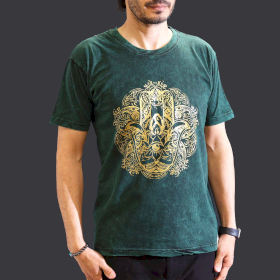 Stentvättad T-shirt (M) - Hamsa - Grön