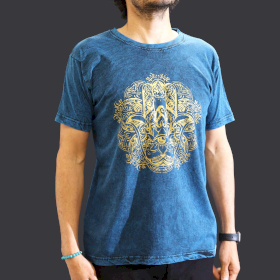 Stentvättad T-shirt (M) - Hamsa - Blå