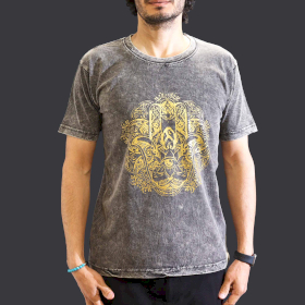 Stentvättad T-shirt (M) - Hamsa - Mörkgrå