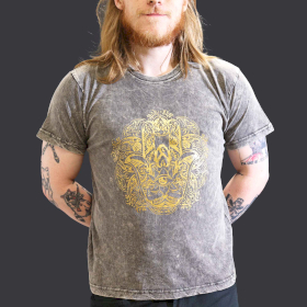 Stentvättad T-shirt (L) - Hamsa - Mörkgrå