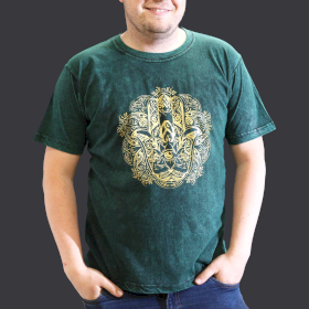 Stentvättad T-shirt (XL) - Hamsa - Grön