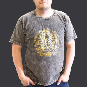 Stentvättad T-shirt (XL) - Hamsa - Mörkgrå