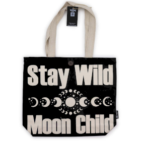 Ikonisk Klassisk Tygkasse - Stay Wild, Mood Child - Svart Naturlig