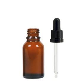156x 15ml Bärnstensfärgad Glasflaska med Svart Pipett