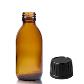70x 150ml Bärnstensfärgad Medicinflaska med Manipuleringssäkert Lock