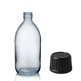 48x 250ml Medicinflaska i Grå Rökt Glas med Manipuleringssäkert Lock