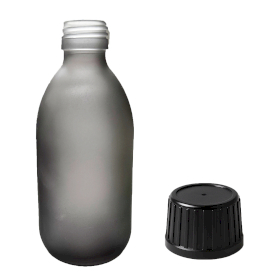 36x 300ml Medicinflaska i Grå Frostat Glas med Manipuleringssäkert Lock
