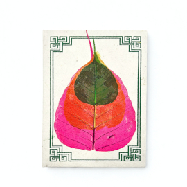 Medelstor Lokta Anteckningsbok med Bodhi-löv (15x12cm) - 45 Blad (Blandat)