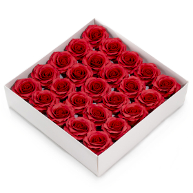 25x Tvålblommor till Hantverk - (5-lager) Romantisk Ros - Vinröd