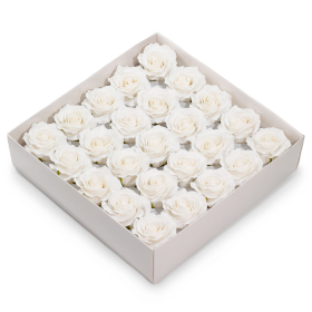 25x Tvålblommor till Hantverk - (5-lager) Romantisk Ros - Vit