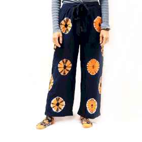 Loungebyxor i Japan-stil - M - Blå, Orange
