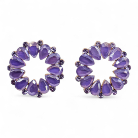Lavendel Örhängen - Vintage Glas - Ring