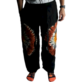 Loungebyxor i Japan-stil - L - Svart, Chokladfärg / Orange