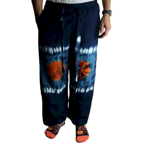 Loungebyxor i Japan-stil - L - Blå, Turkos / Orange