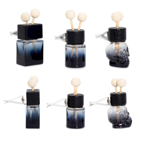 12x Svarta Diffusorflaskor till Bilen - till Ventilationsutblås – 8ml (3 olika designer x 4)