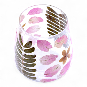 4x Naturligt Blommigt Glas - Vasformad Ljuslykta - Vår (12x11cm)