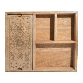 Tarotbox med Fyra Fack och Korthållare - Ljus