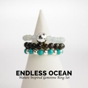 Nymph - Naturinspirerade Ringset med Ädelstenar - Grosshandel